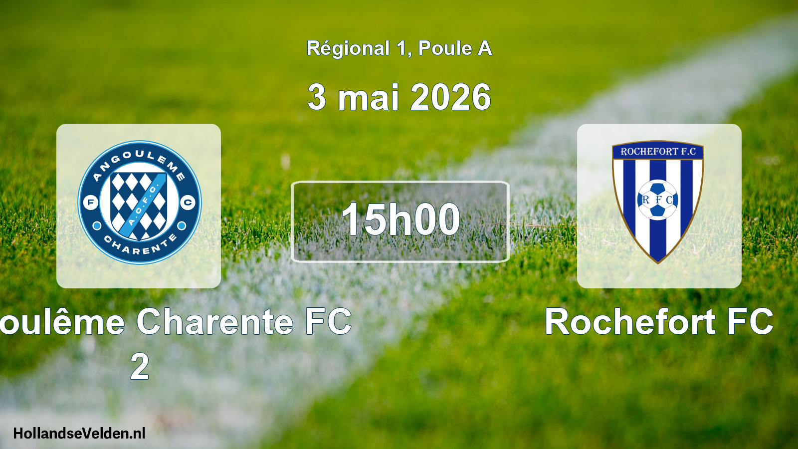 Match programmé: Angoulême Charente FC 2 - Rochefort FC (3 mai 2026)