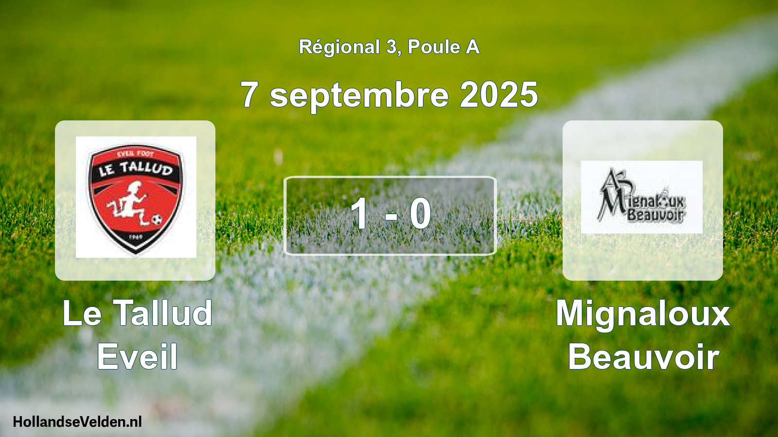 Match joué: Le Tallud Eveil - Mignaloux Beauvoir 1 - 0 (7 septembre 2025)