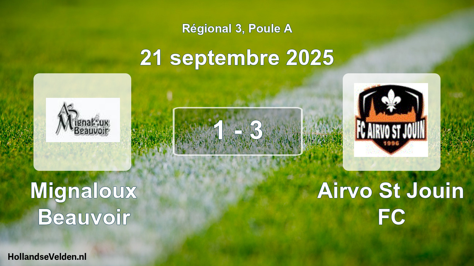 Match joué: Mignaloux Beauvoir - Airvo St Jouin FC 1 - 3 (21 septembre 2025)