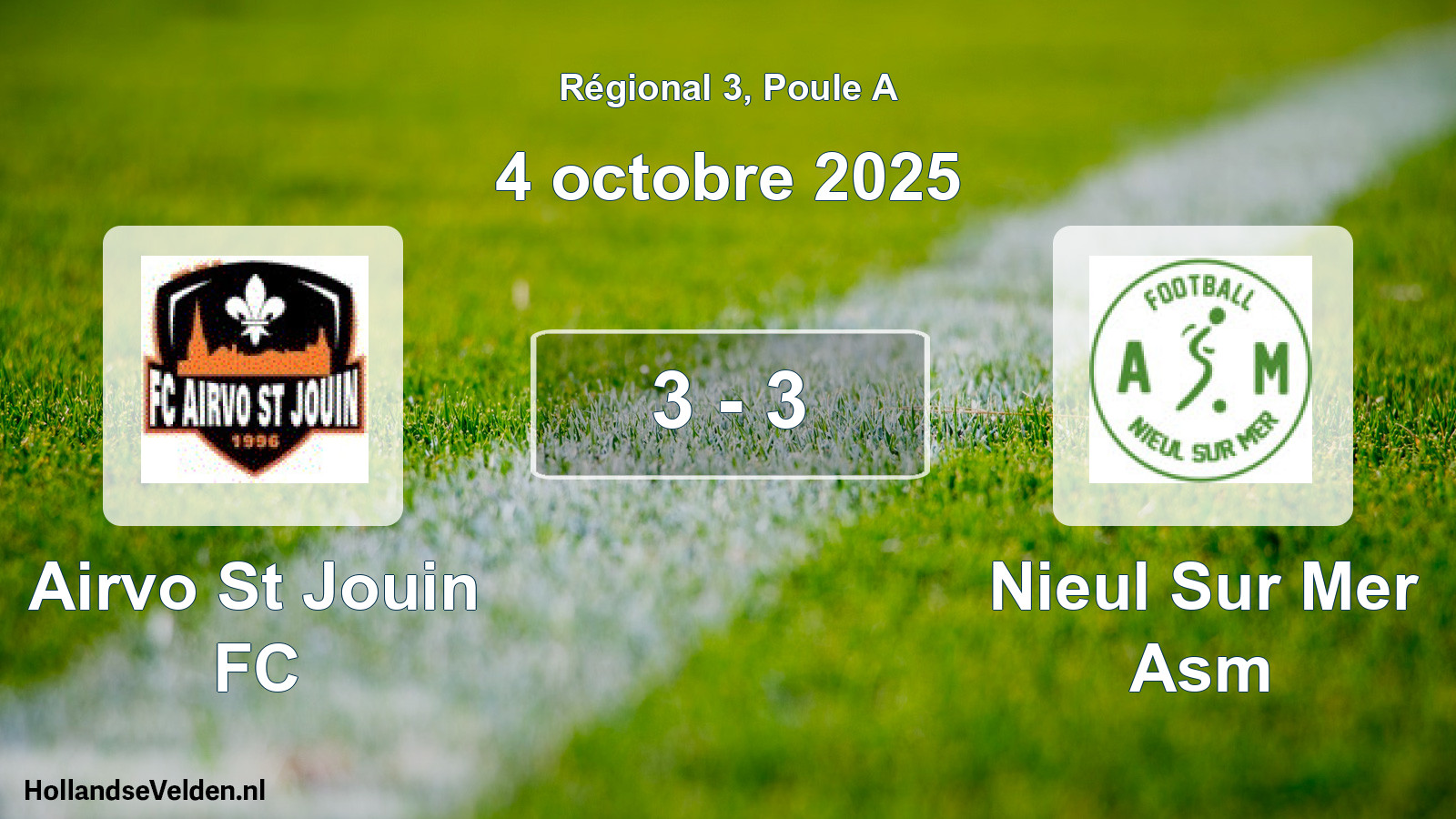Match joué: Airvo St Jouin FC - Nieul Sur Mer Asm 3 - 3 (4 octobre 2025)