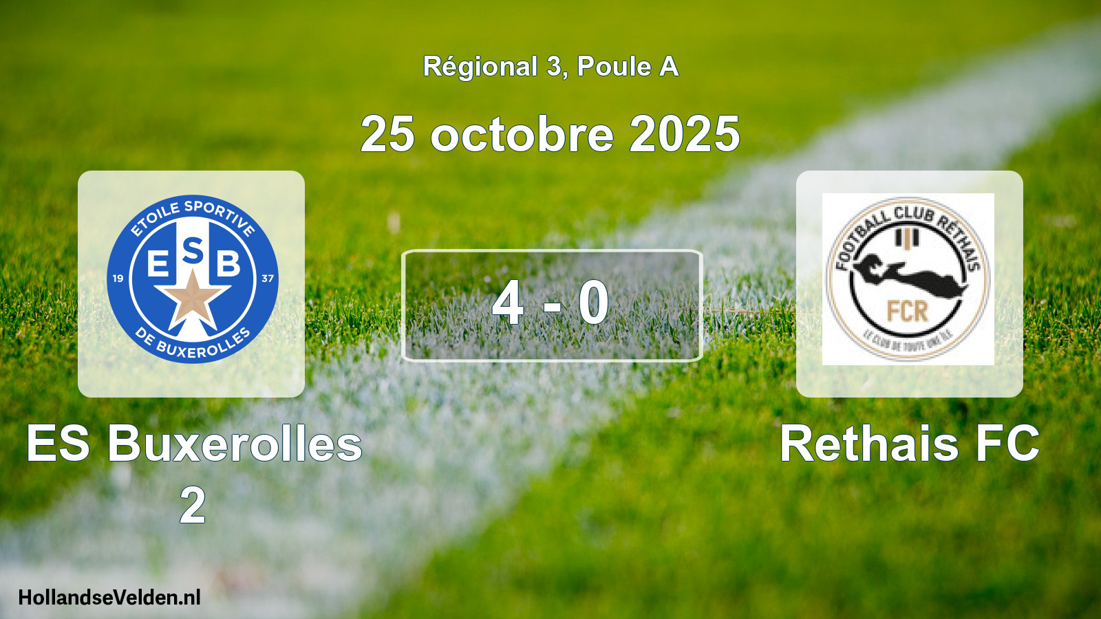 Match joué: ES Buxerolles 2 - Rethais FC 4 - 0 (25 octobre 2025)