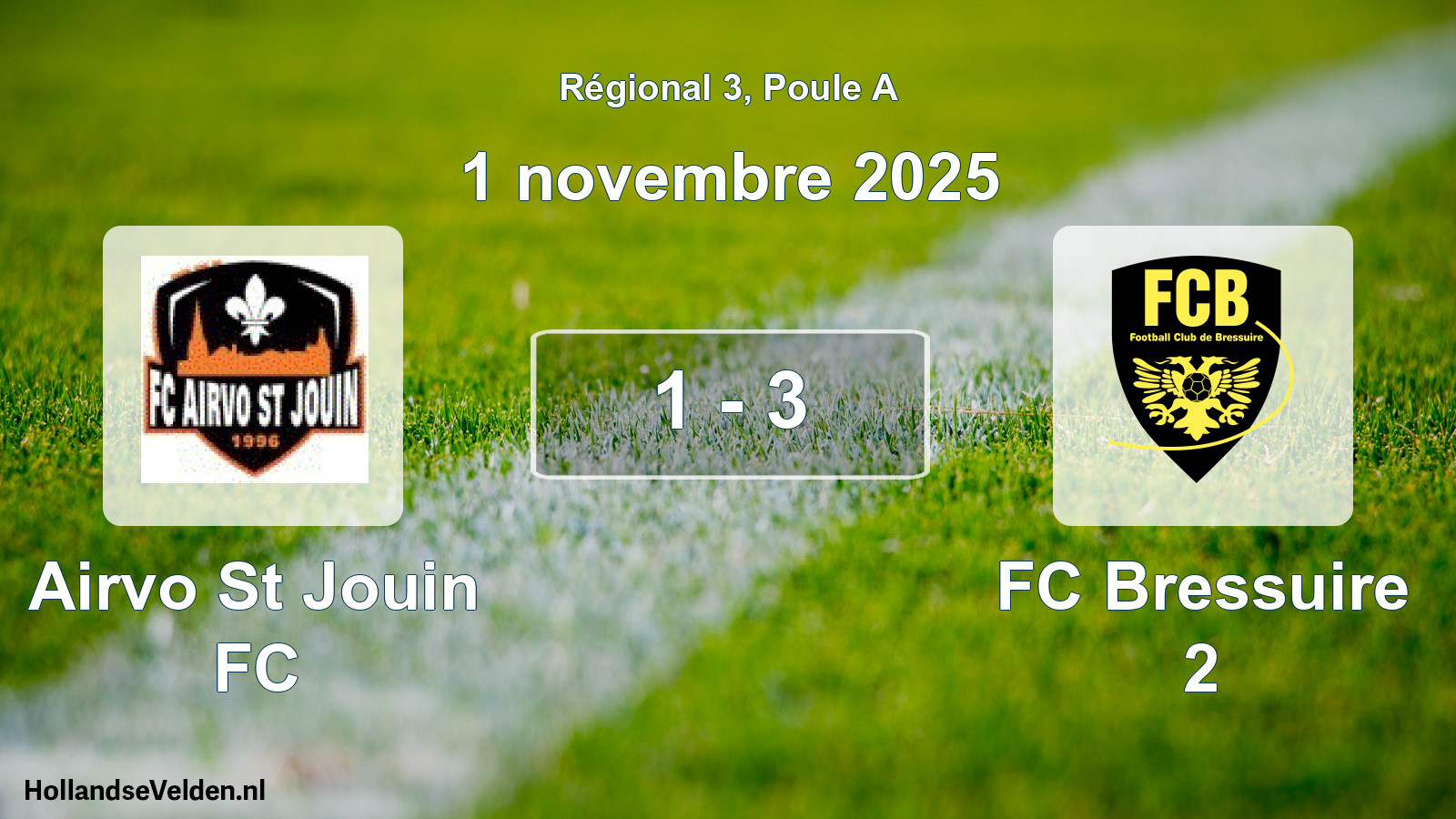 Match joué: Airvo St Jouin FC - FC Bressuire 2 1 - 3 (1 novembre 2025)