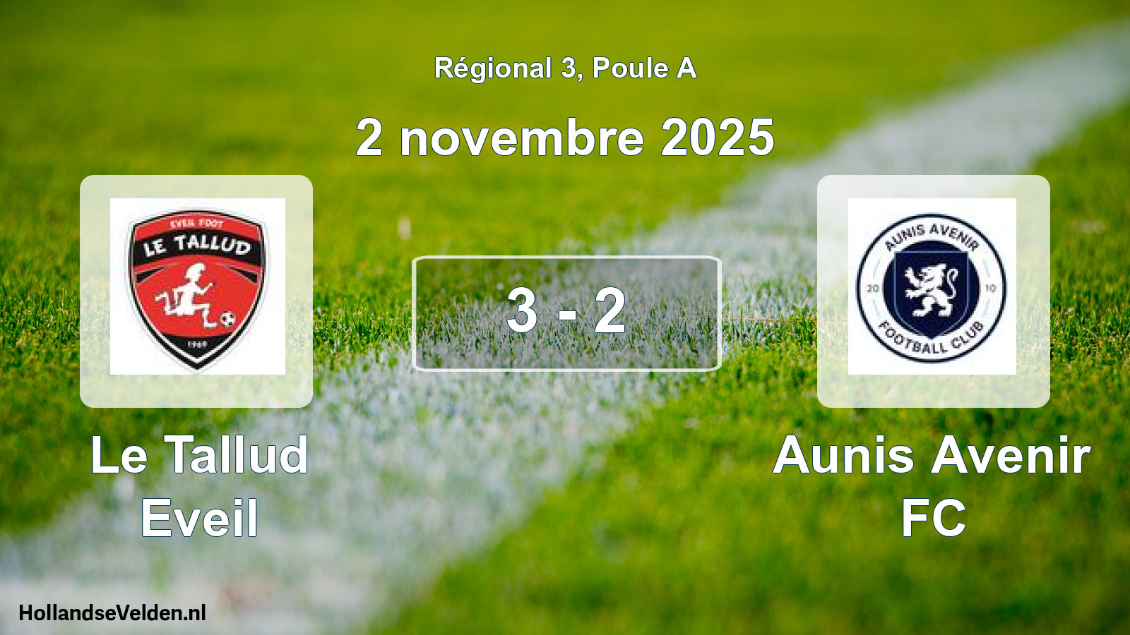 Match joué: Le Tallud Eveil - Aunis Avenir FC 3 - 2 (2 novembre 2025)