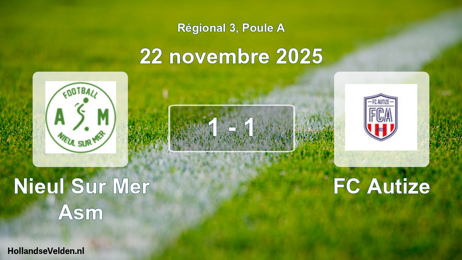 Total number of matches played: Nieul Sur Mer Asm - FC Autize 1 - 1 (22 November 2025)