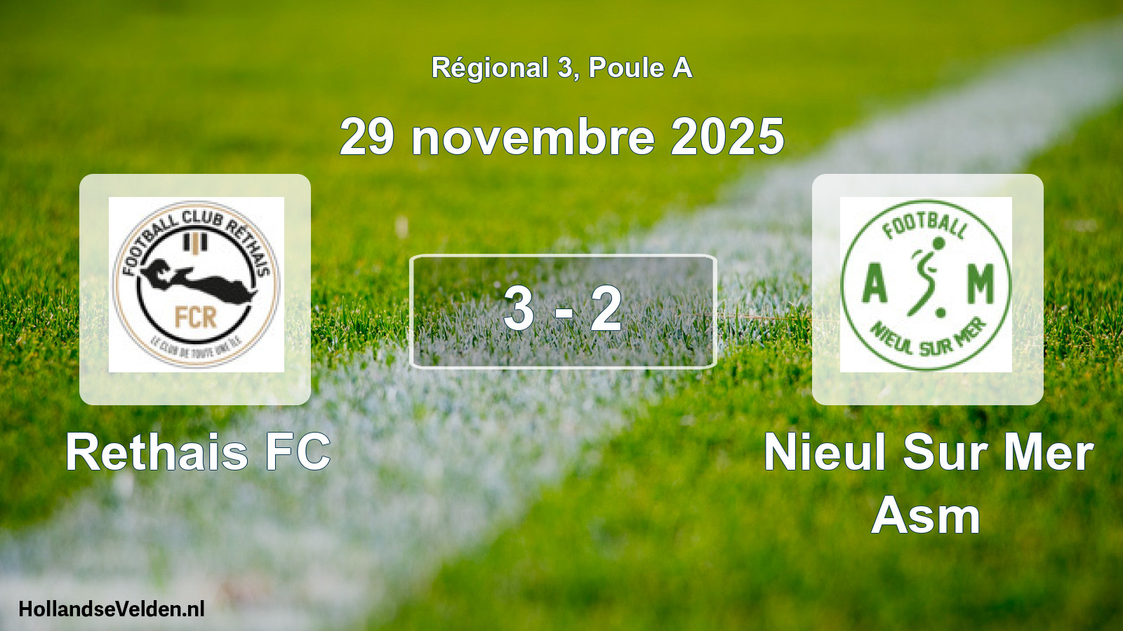 Gespeelde wedstrijd: Rethais FC - Nieul Sur Mer Asm 3 - 2 (29 november 2025)