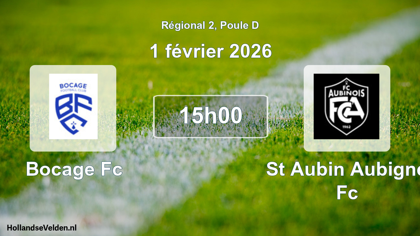 Geplande wedstrijd: Bocage Fc - St Aubin Aubigne Fc (1 février 2026)