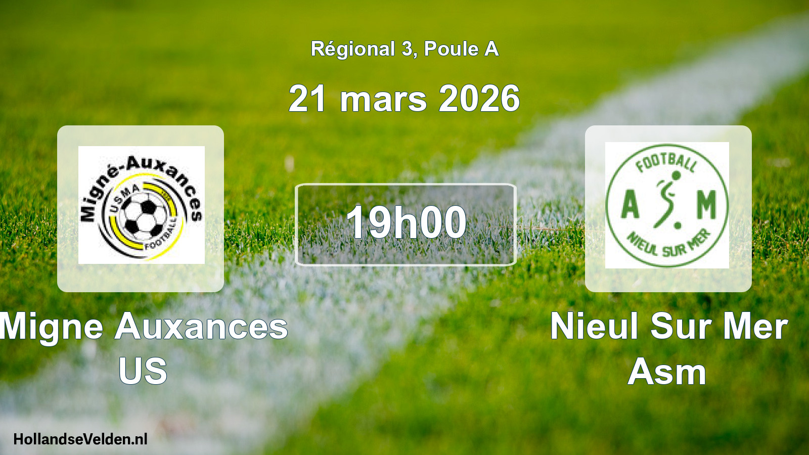 Match programmé: Migne Auxances US - Nieul Sur Mer Asm (21 mars 2026)