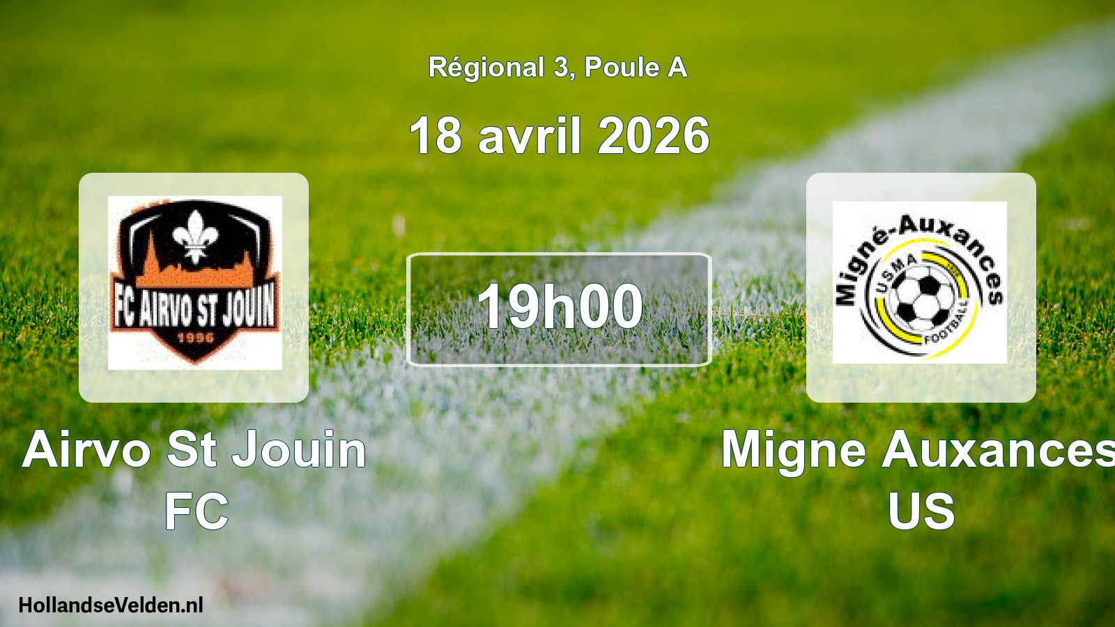 Match programmé: Airvo St Jouin FC - Migne Auxances US (18 avril 2026)