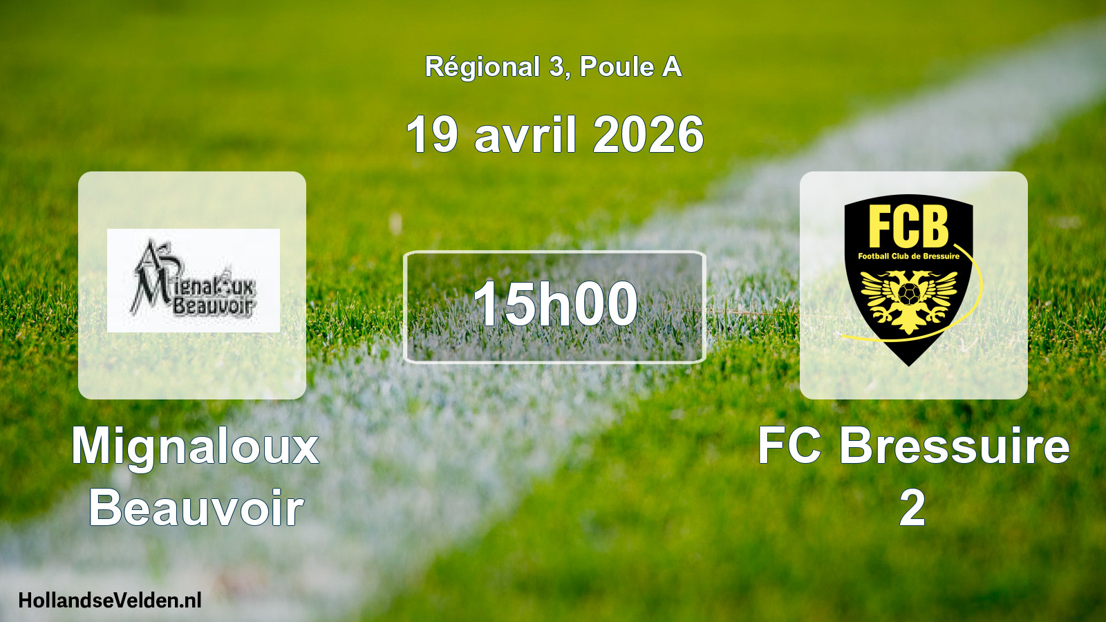 Match programmé: Mignaloux Beauvoir - FC Bressuire 2 (19 avril 2026)