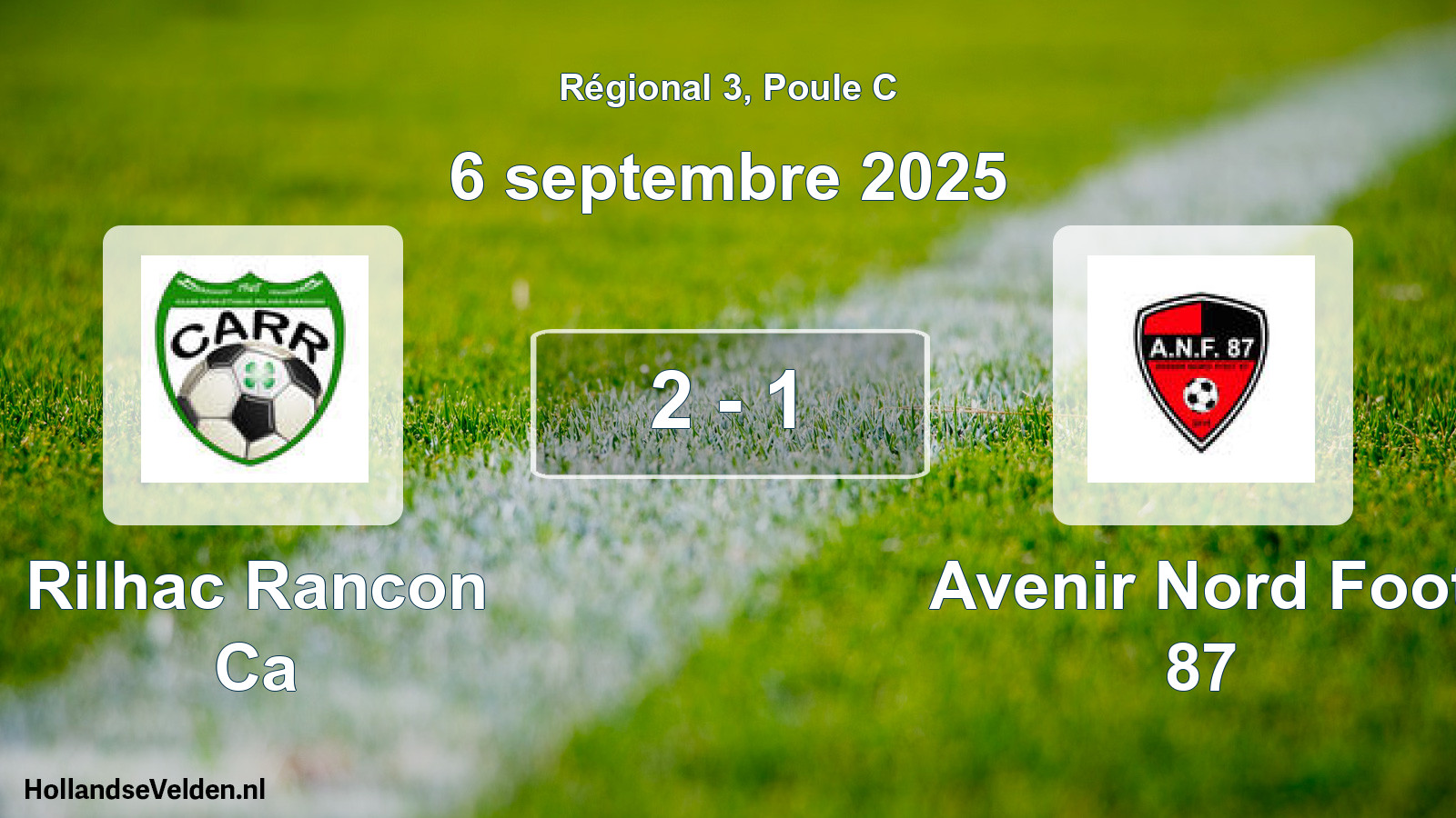 Match joué: Rilhac Rancon Ca - Avenir Nord Foot 87 2 - 1 (6 septembre 2025)