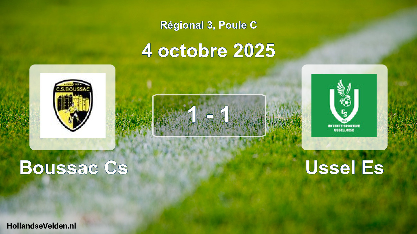 Total number of matches played: Boussac Cs - Ussel Es 1 - 1 (4 October 2025)