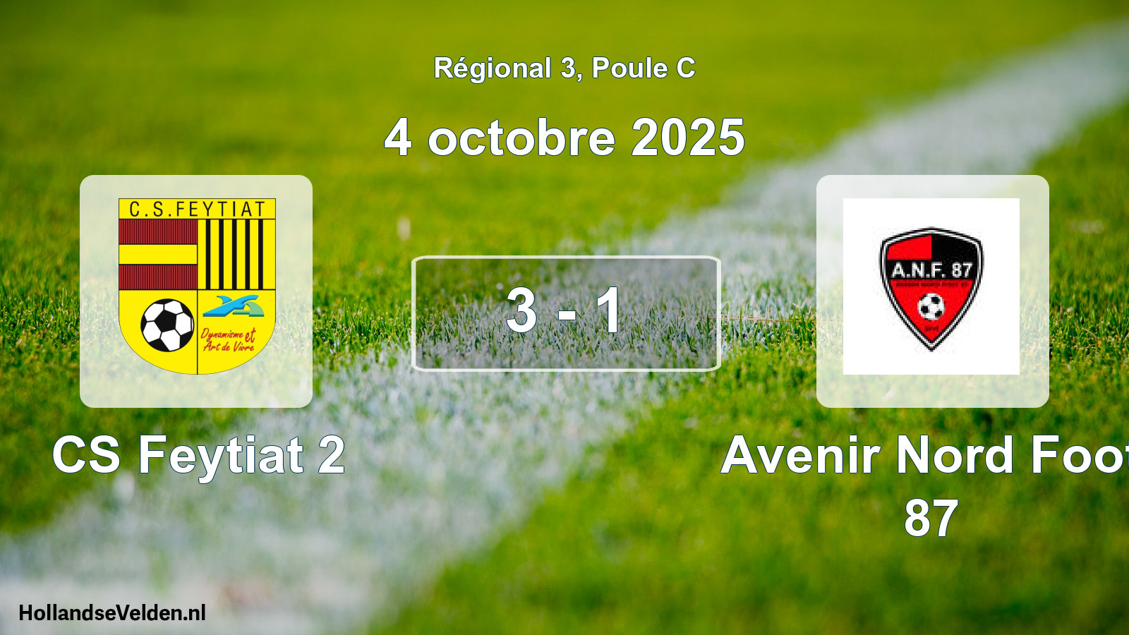 Match joué: CS Feytiat 2 - Avenir Nord Foot 87 3 - 1 (4 octobre 2025)