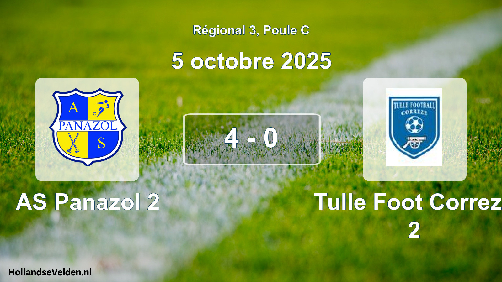 Gespeelde wedstrijd: AS Panazol 2 - Tulle Foot Correze 2 4 - 0 (5 oktober 2025)