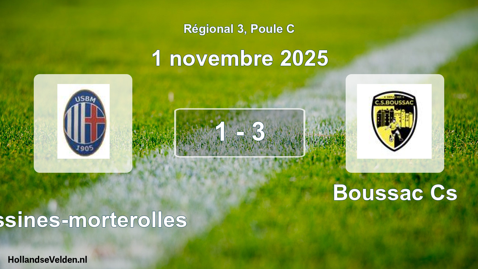 Total number of matches played: Bessines-morterolles - Boussac Cs 1 - 3 (1 November 2025)