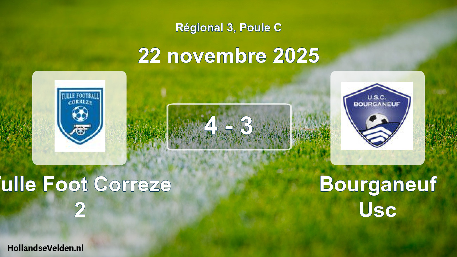 Total number of matches played: Tulle Foot Correze 2 - Bourganeuf Usc 4 - 3 (22 November 2025)