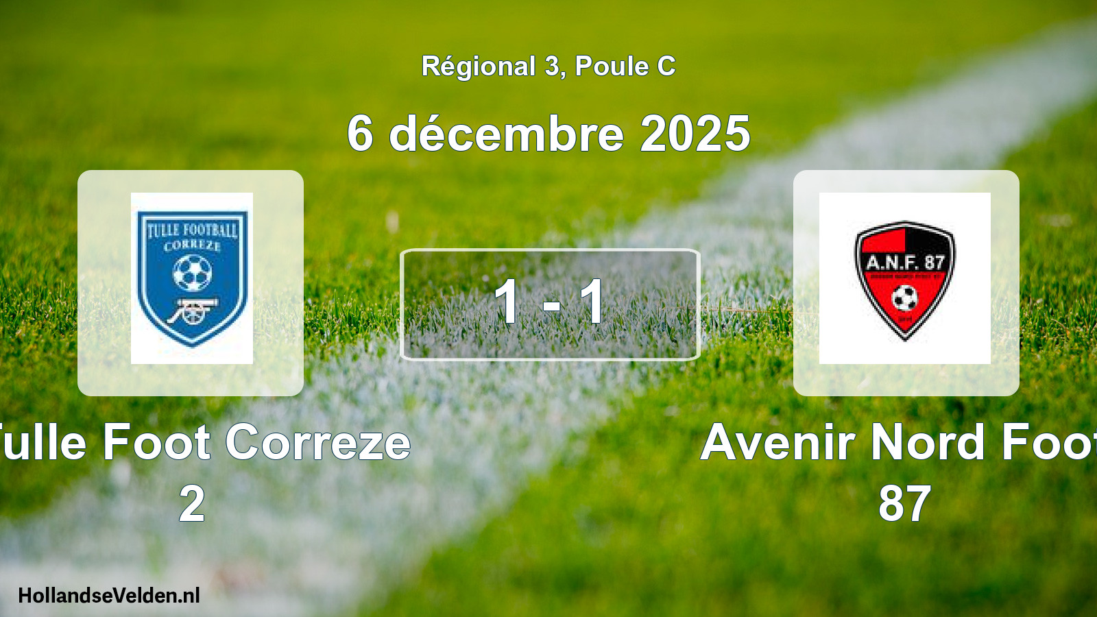 Gespeelde wedstrijd: Tulle Foot Correze 2 - Avenir Nord Foot 87 1 - 1 (6 december 2025)
