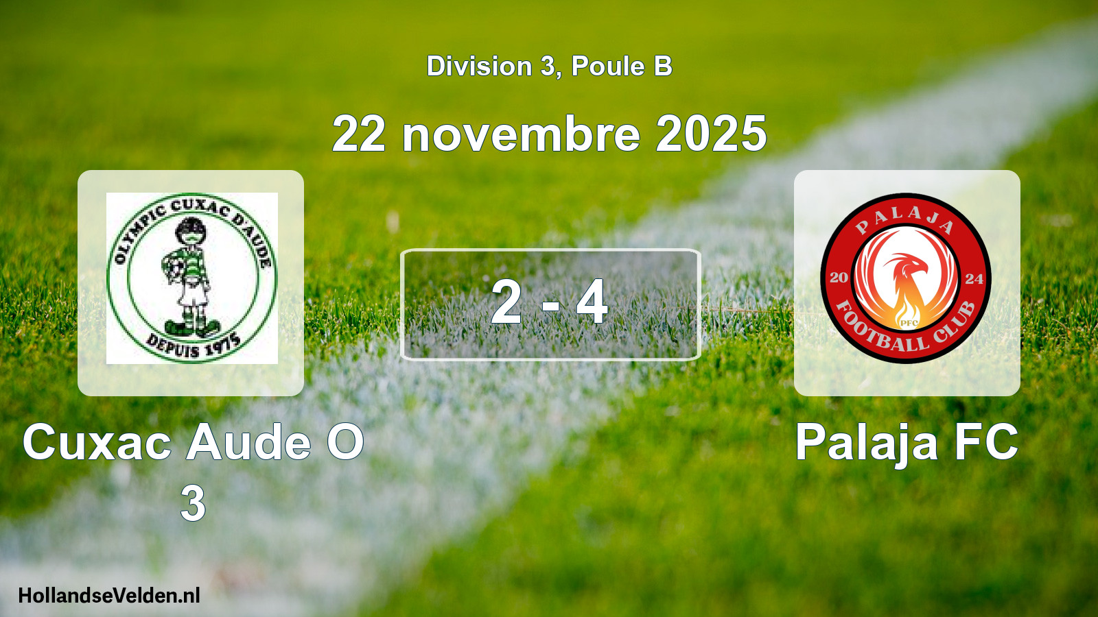 Match joué: Cuxac Aude O 3 - Palaja FC 2 - 4 (22 novembre 2025)
