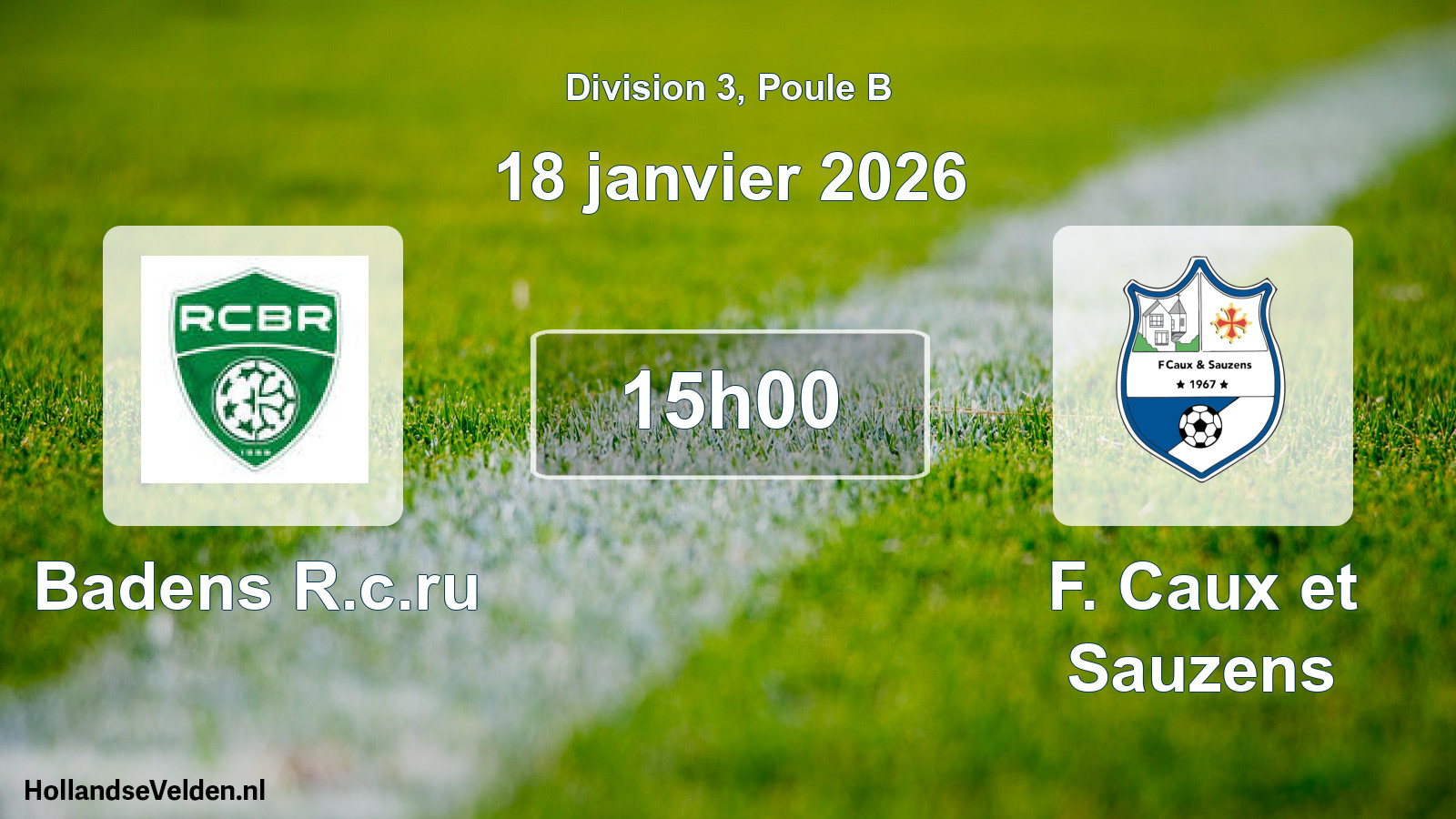 Match programmé: Badens R.c.ru - F. Caux et Sauzens (18 janvier 2026)