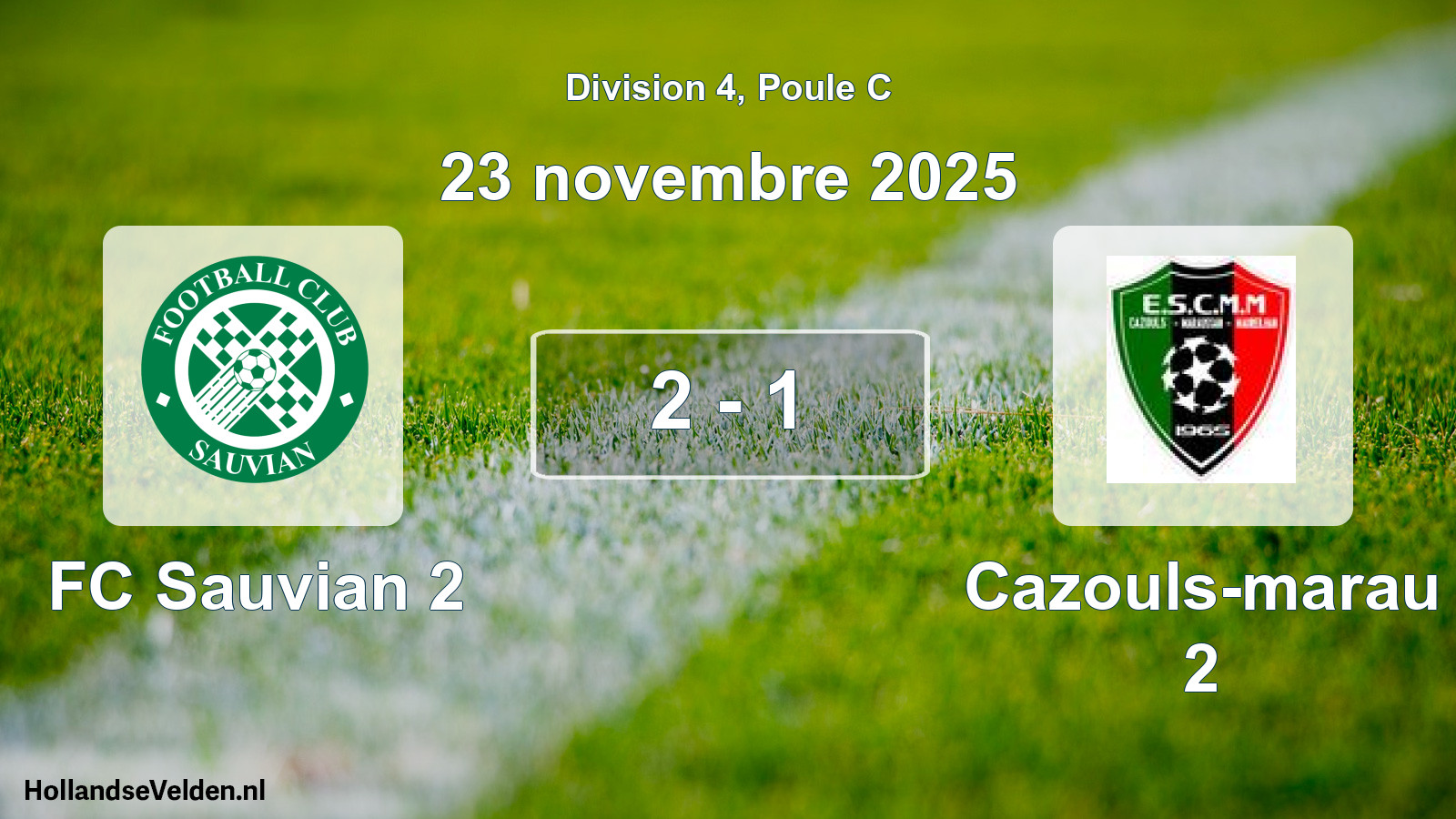 Match joué: FC Sauvian 2 - Cazouls-marau 2 2 - 1 (23 novembre 2025)