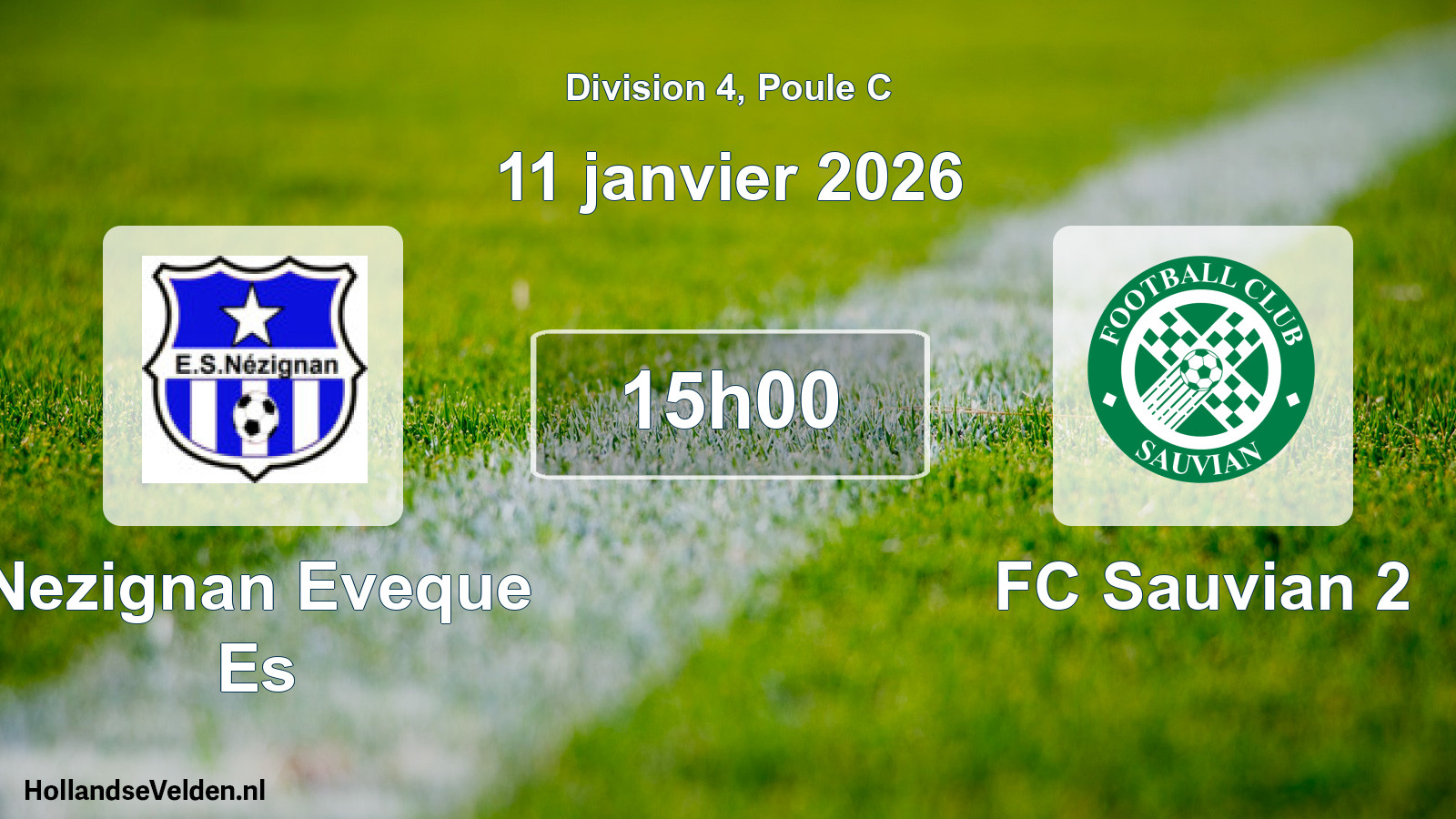 Match programmé: Nezignan Eveque Es - FC Sauvian 2 (11 janvier 2026)