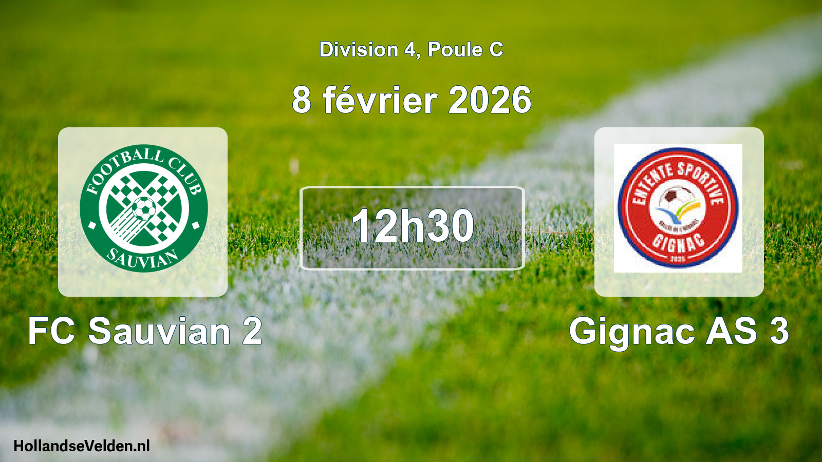 Match programmé: FC Sauvian 2 - Gignac AS 3 (8 février 2026)