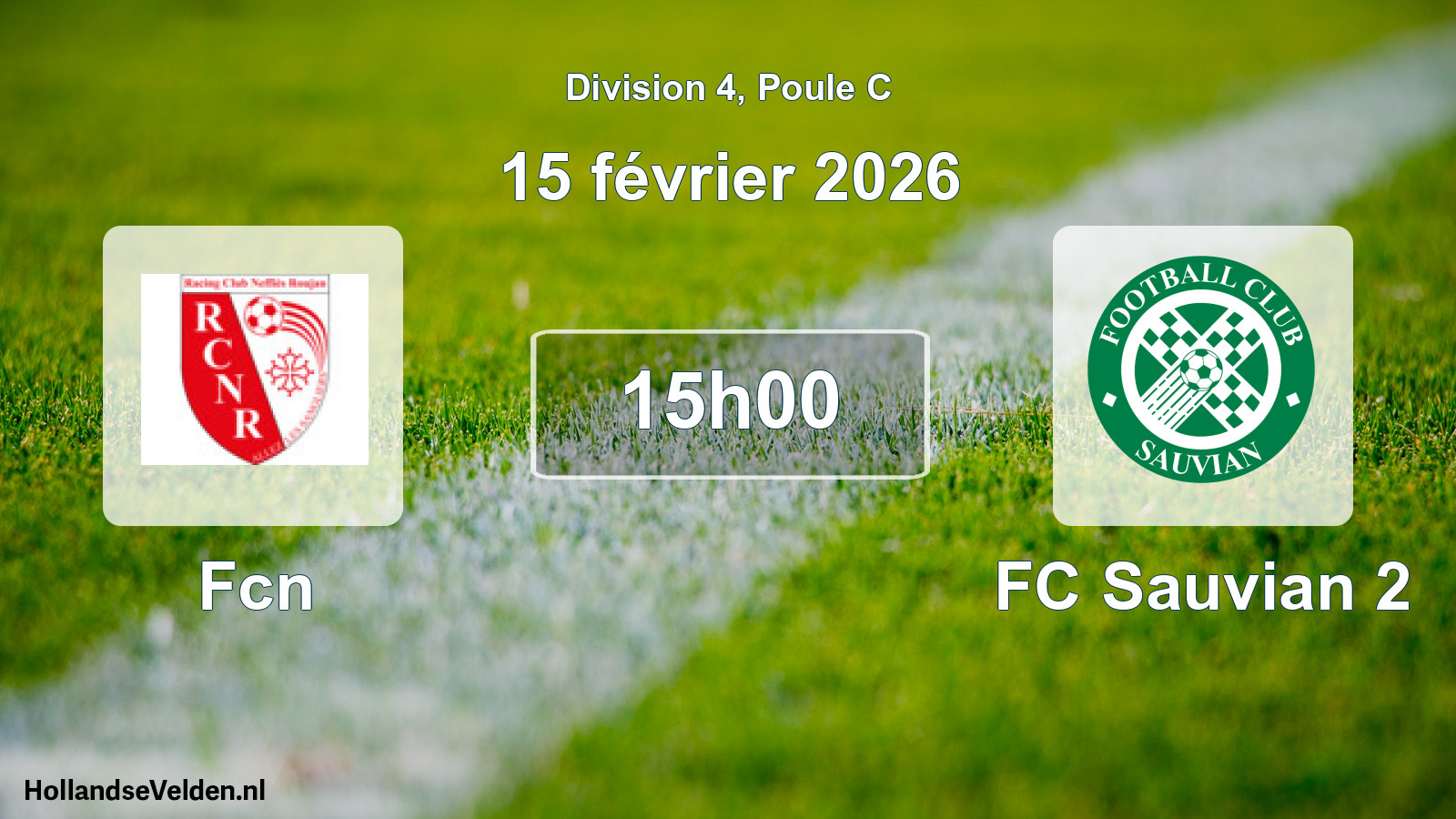 Match programmé: Fcn - FC Sauvian 2 (15 février 2026)