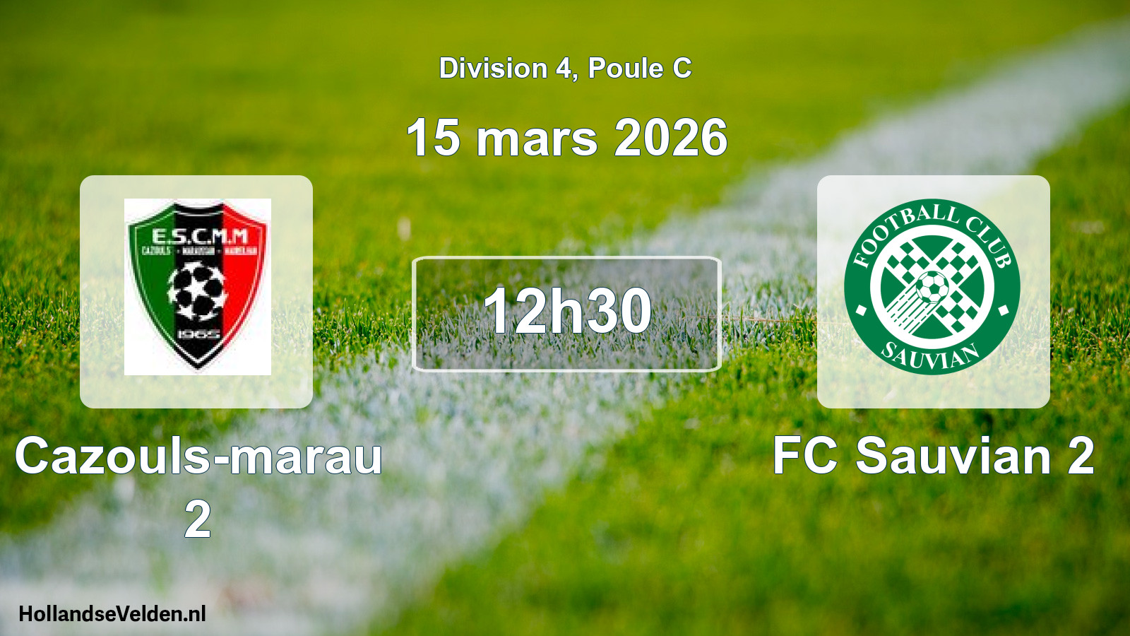 Match programmé: Cazouls-marau 2 - FC Sauvian 2 (15 mars 2026)