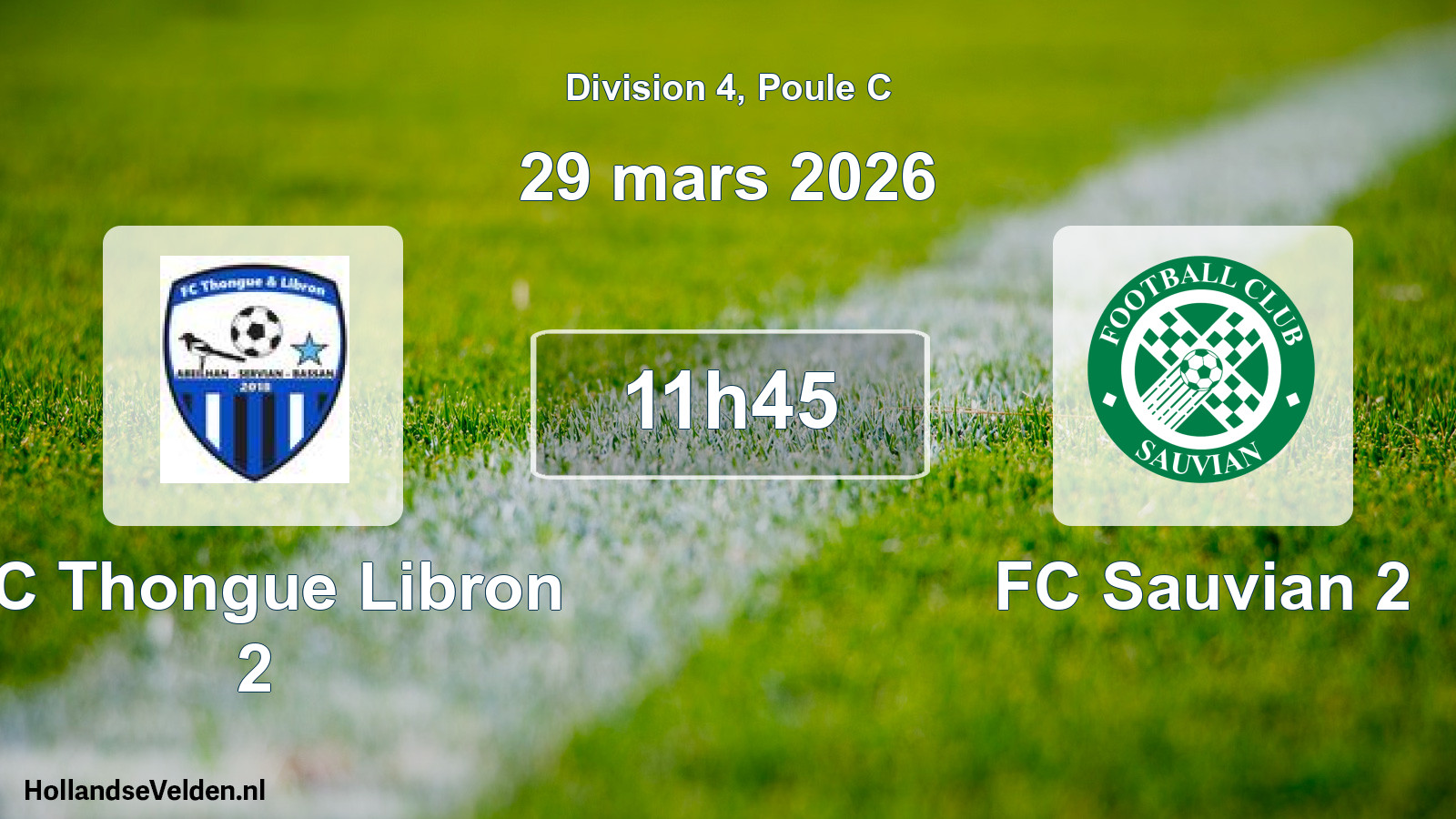 Match programmé: FC Thongue Libron 2 - FC Sauvian 2 (29 mars 2026)