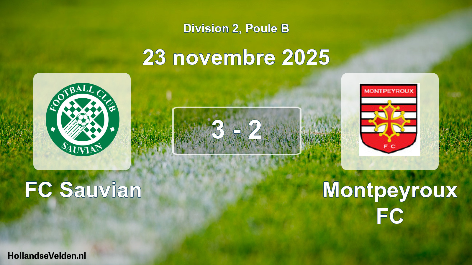 Match joué: FC Sauvian - Montpeyroux FC 3 - 2 (23 novembre 2025)