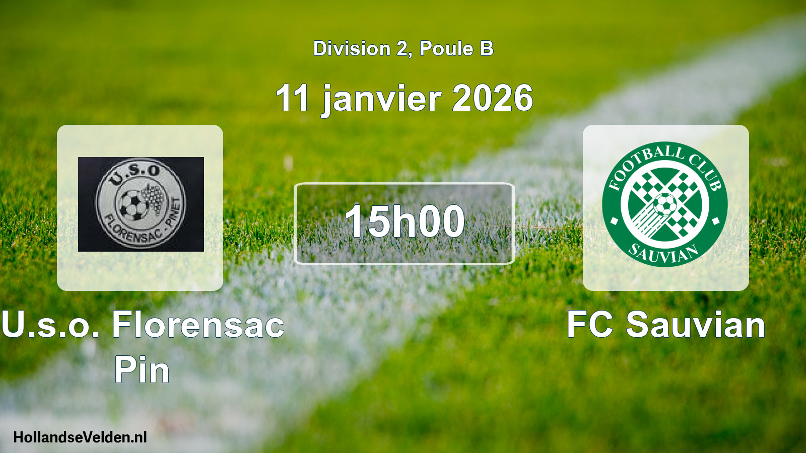 Match programmé: U.s.o. Florensac Pin - FC Sauvian (11 janvier 2026)