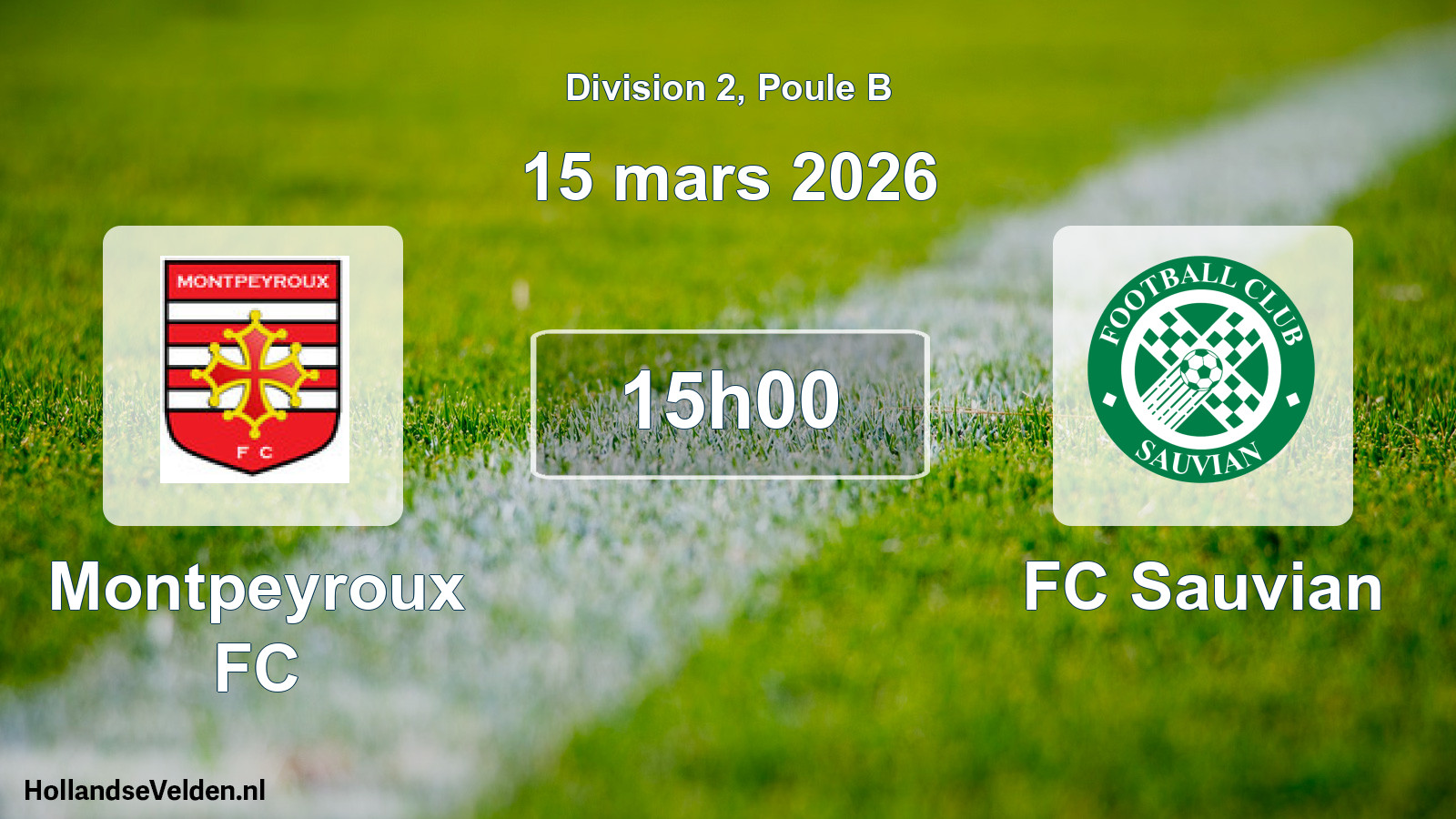 Match programmé: Montpeyroux FC - FC Sauvian (15 mars 2026)