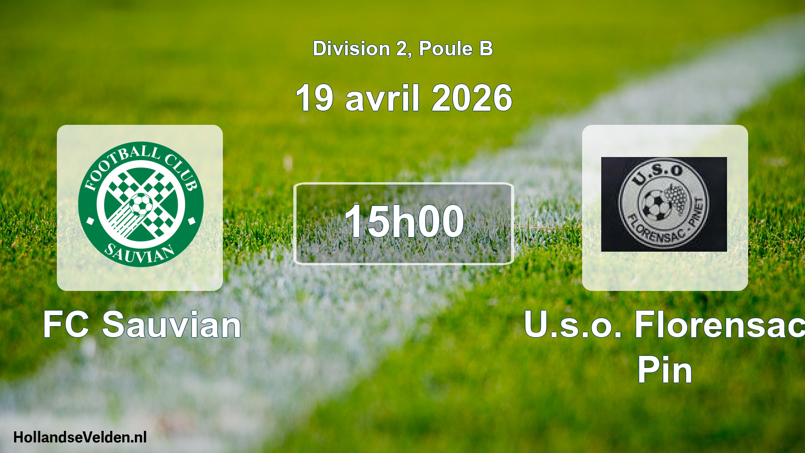 Match programmé: FC Sauvian - U.s.o. Florensac Pin (19 avril 2026)