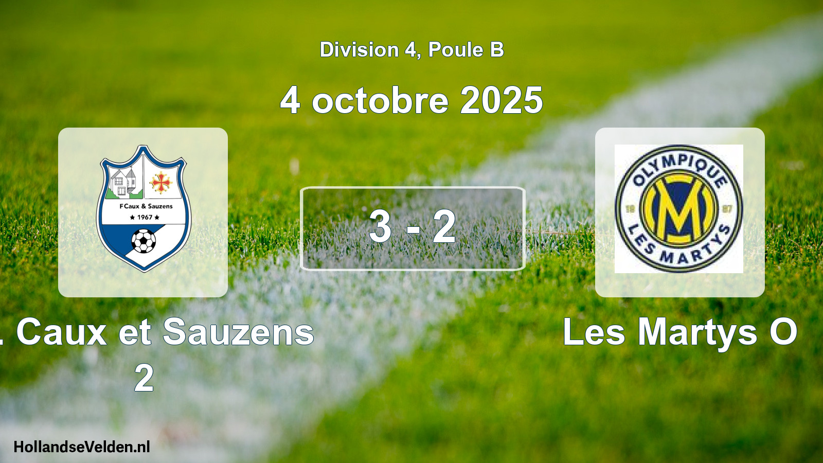 Match joué: F. Caux et Sauzens 2 - Les Martys O 3 - 2 (4 octobre 2025)