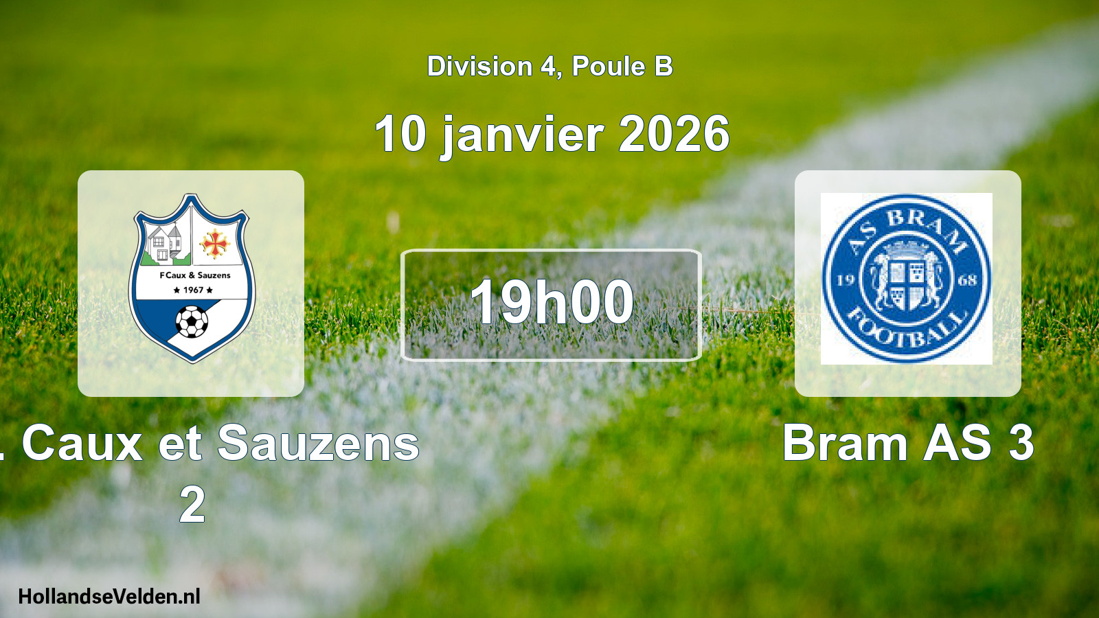 Match programmé: F. Caux et Sauzens 2 - Bram AS 3 (10 janvier 2026)