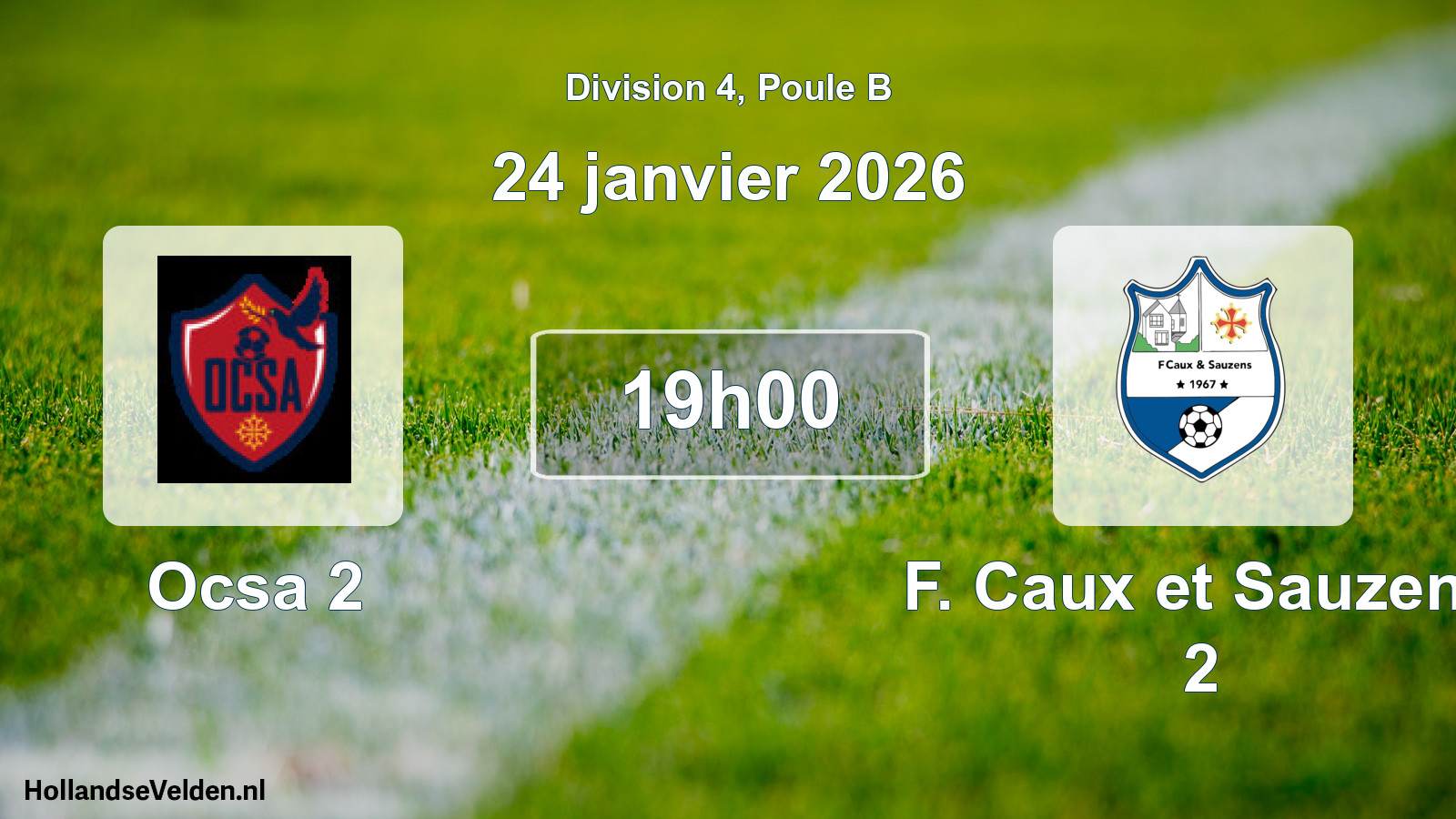 Match programmé: Ocsa 2 - F. Caux et Sauzens 2 (24 janvier 2026)