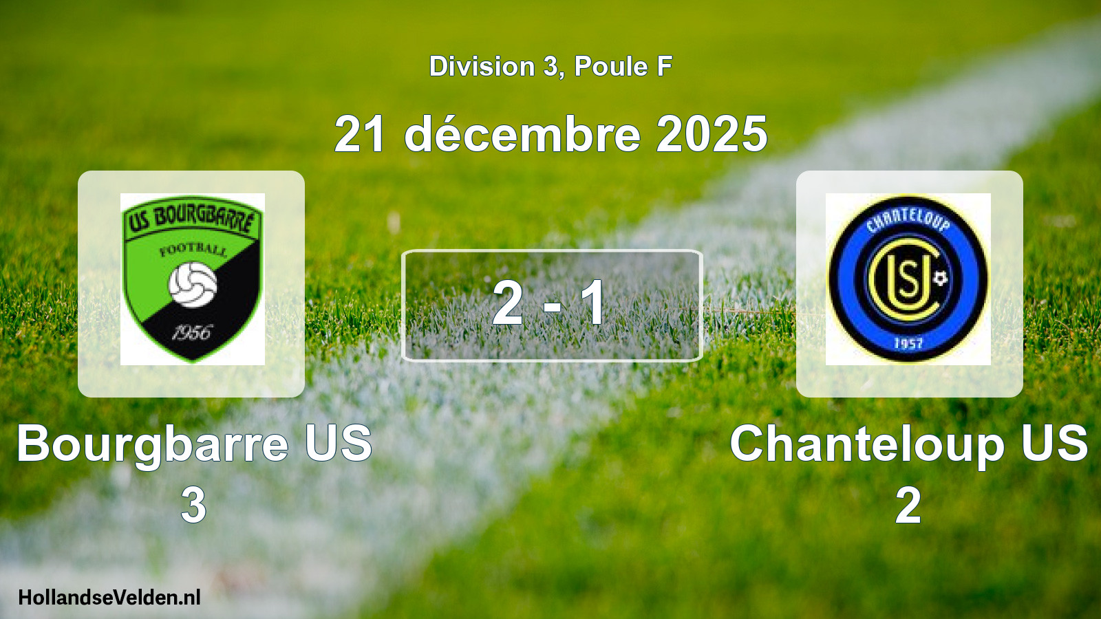 Total number of matches played: Bourgbarre US 3 - Chanteloup US 2 2 - 1 (21 December 2025)