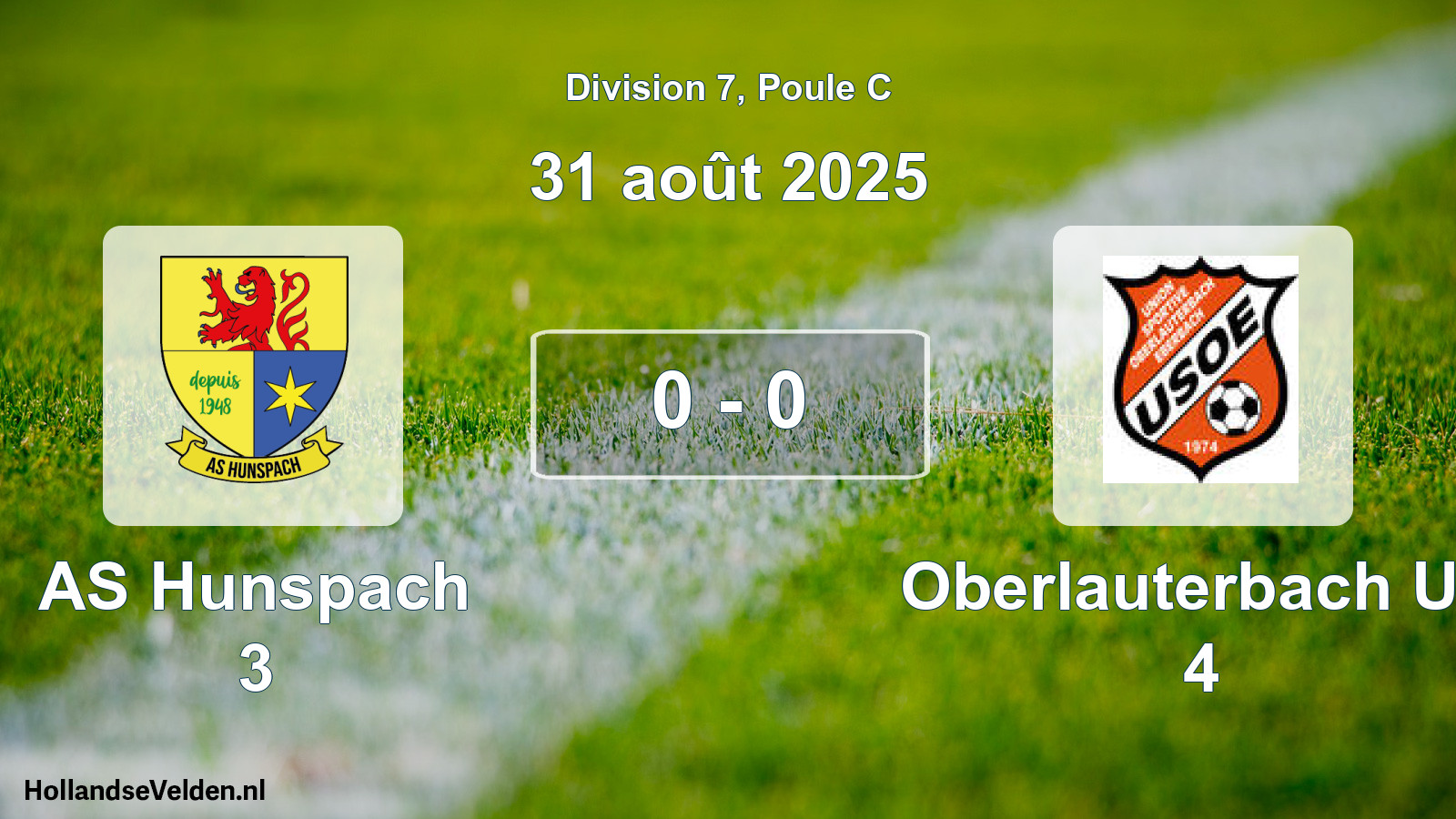 Match joué: AS Hunspach 3 - Oberlauterbach US 4 0 - 0 (31 août 2025)