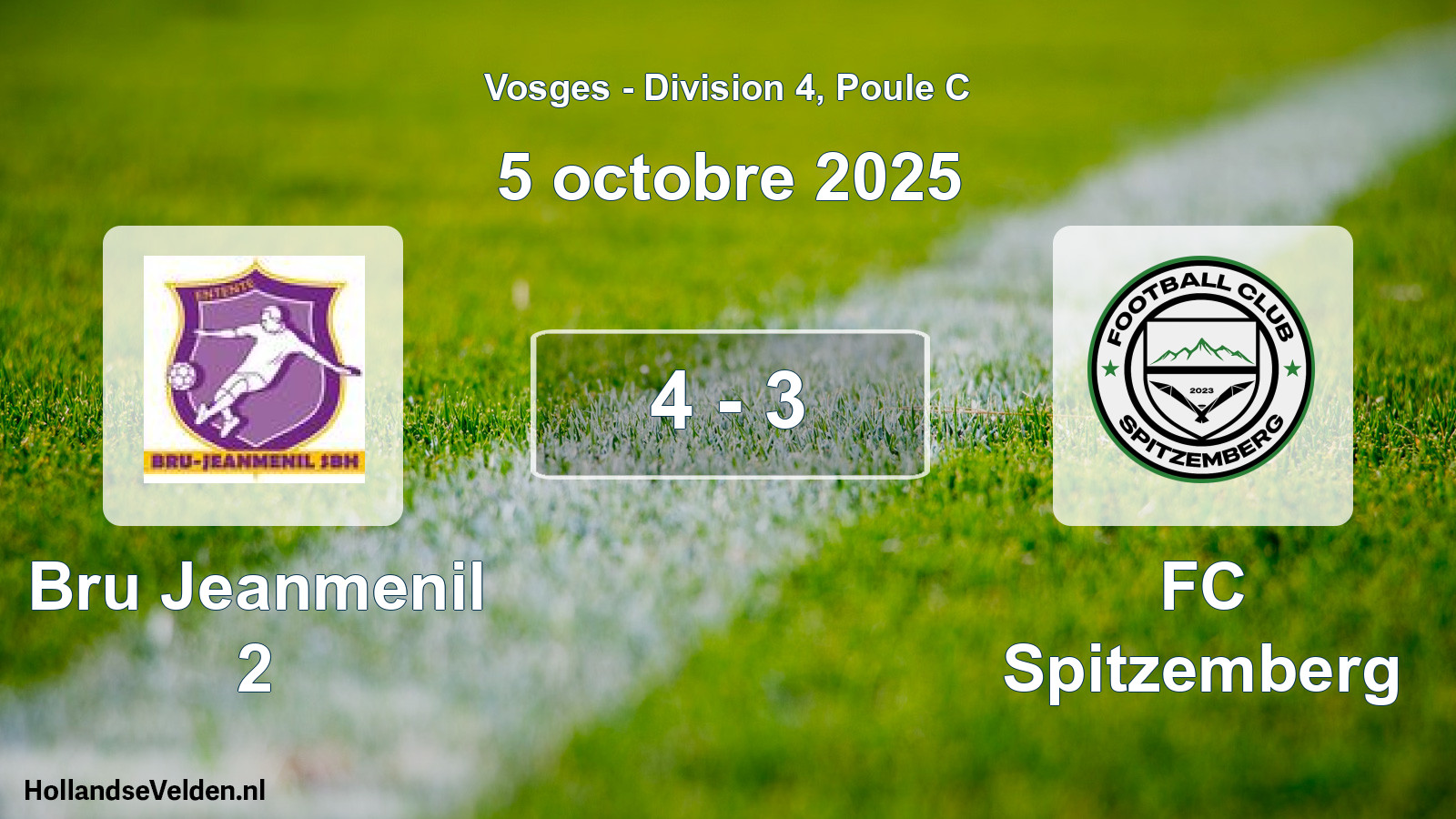 Total number of matches played: Bru Jeanmenil 2 - FC Spitzemberg 4 - 3 (5 October 2025)