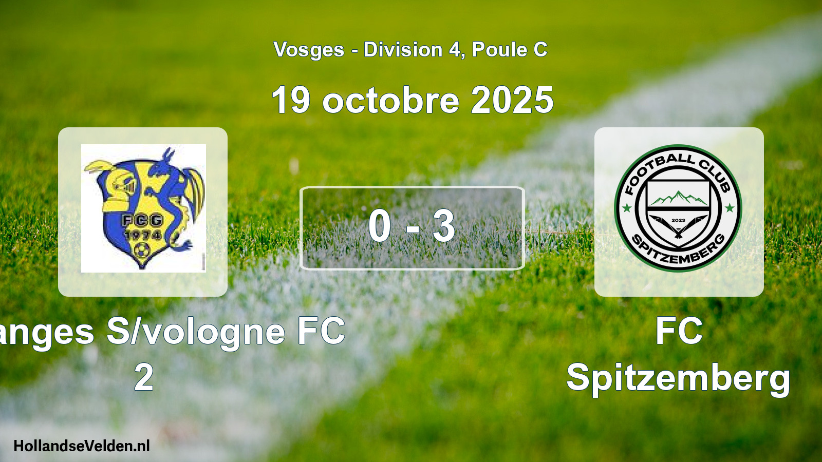 Total number of matches played: Granges S/vologne FC 2 - FC Spitzemberg 0 - 3 (19 October 2025)