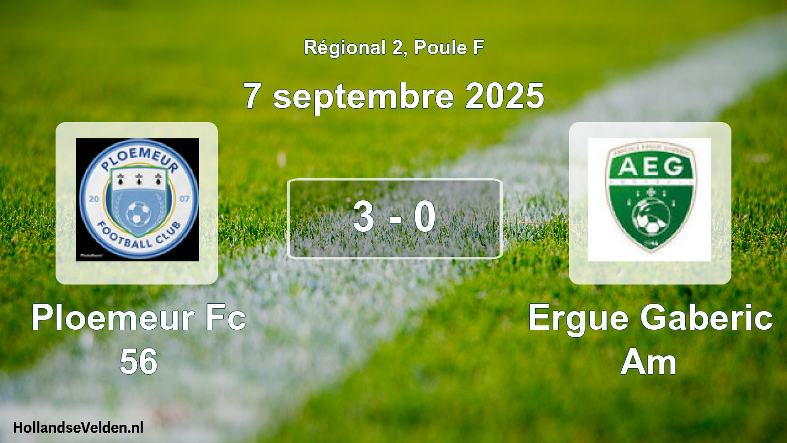 Total number of matches played: Ploemeur Fc 56 - Ergue Gaberic Am 3 - 0 (7 September 2025)