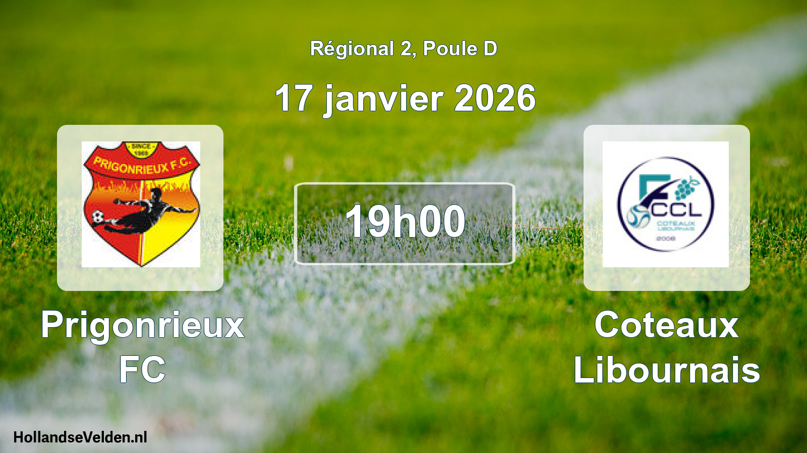 Match programmé: Prigonrieux FC - Coteaux Libournais (17 janvier 2026)