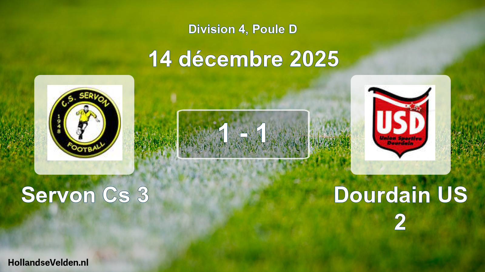 Total number of matches played: Servon Cs 3 - Dourdain US 2 1 - 1 (14 December 2025)