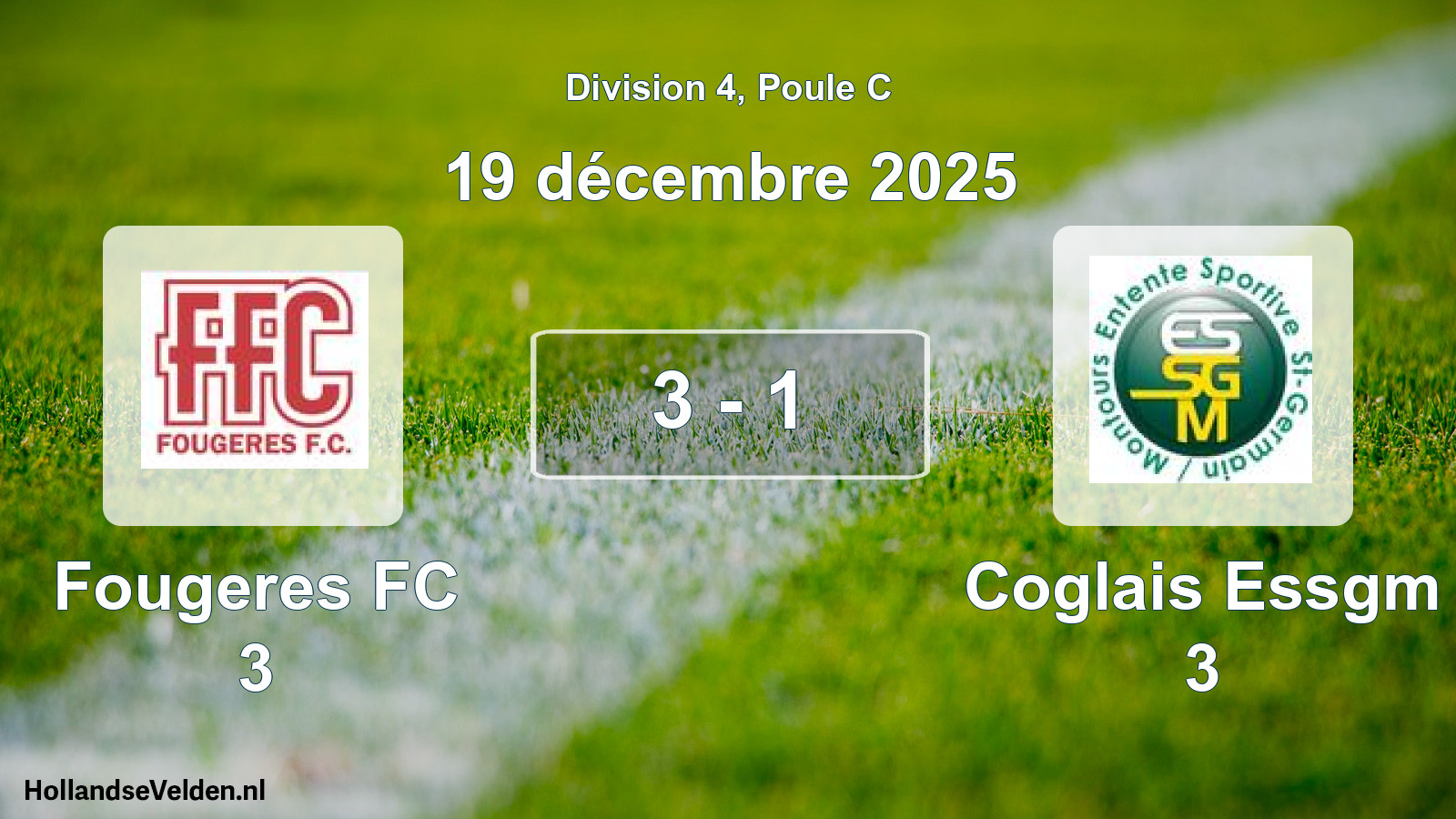 Gespeelde wedstrijd: Fougeres FC 3 - Coglais Essgm 3 3 - 1 (19 december 2025)