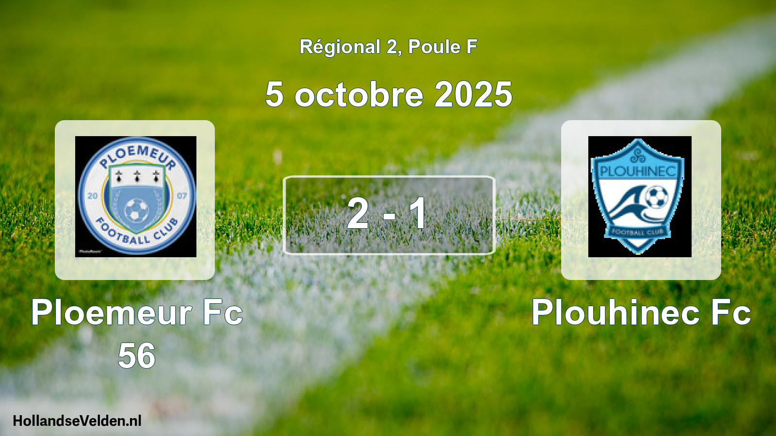 Gespeelde wedstrijd: Ploemeur Fc 56 - Plouhinec Fc 2 - 1 (5 octobre 2025)