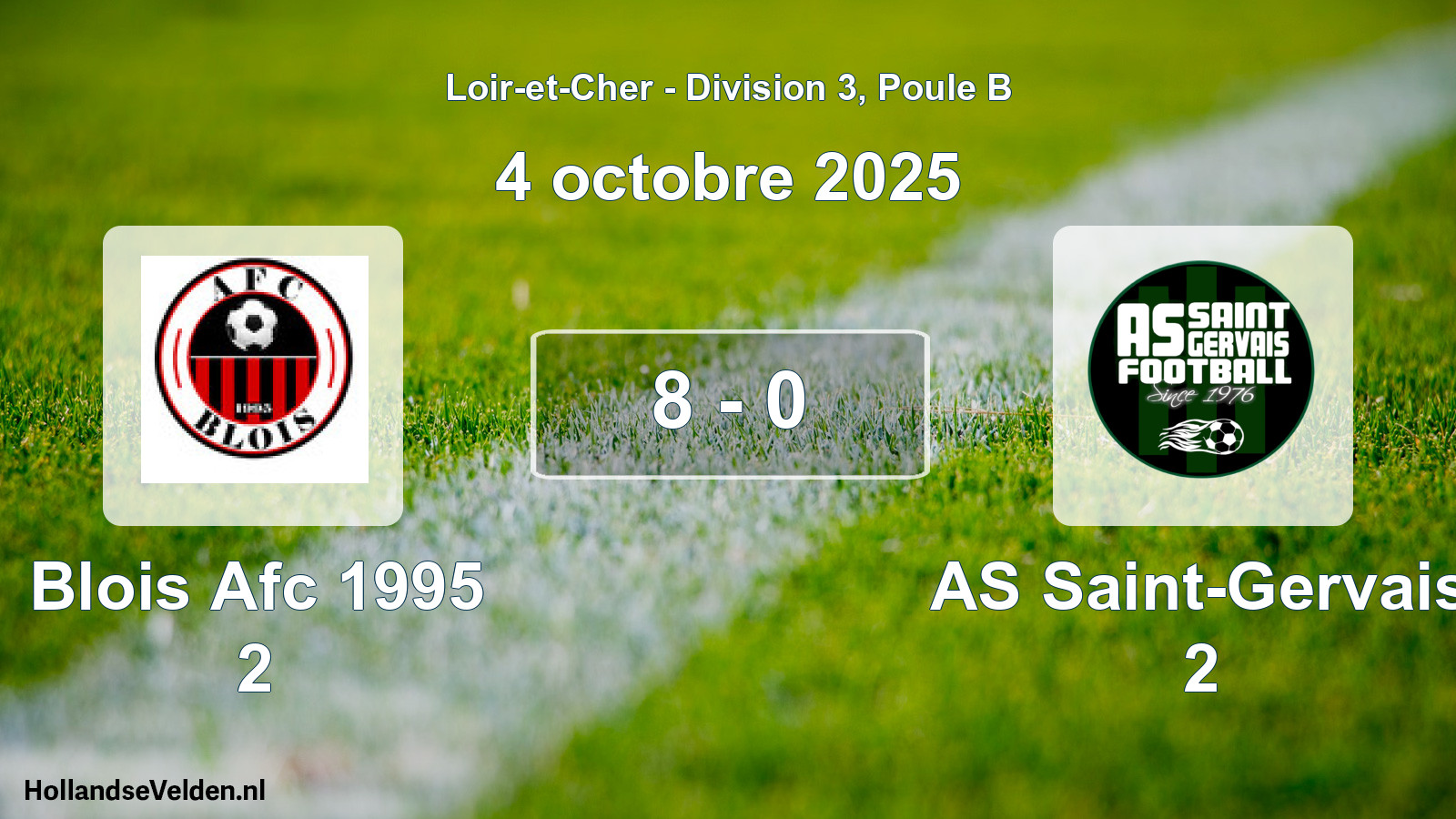 Total number of matches played: Blois Afc 1995 2 - AS Saint-Gervais 2 8 - 0 (4 October 2025)