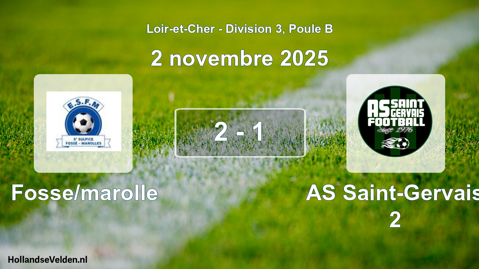 Total number of matches played: Fosse/marolle - AS Saint-Gervais 2 2 - 1 (2 November 2025)