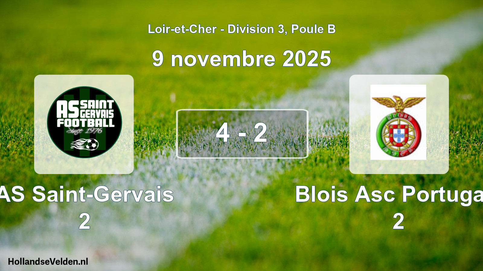 Total number of matches played: AS Saint-Gervais 2 - Blois Asc Portugais 2 4 - 2 (9 November 2025)
