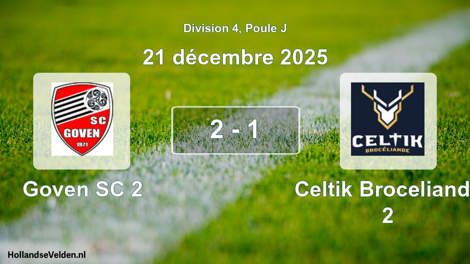 Match joué: Goven SC 2 - Celtik Broceliande 2 2 - 1 (21 décembre 2025)
