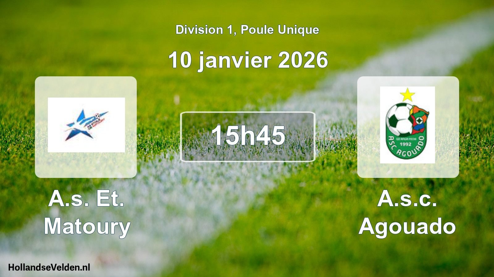 Match programmé: A.s. Et. Matoury - A.s.c. Agouado (10 janvier 2026)