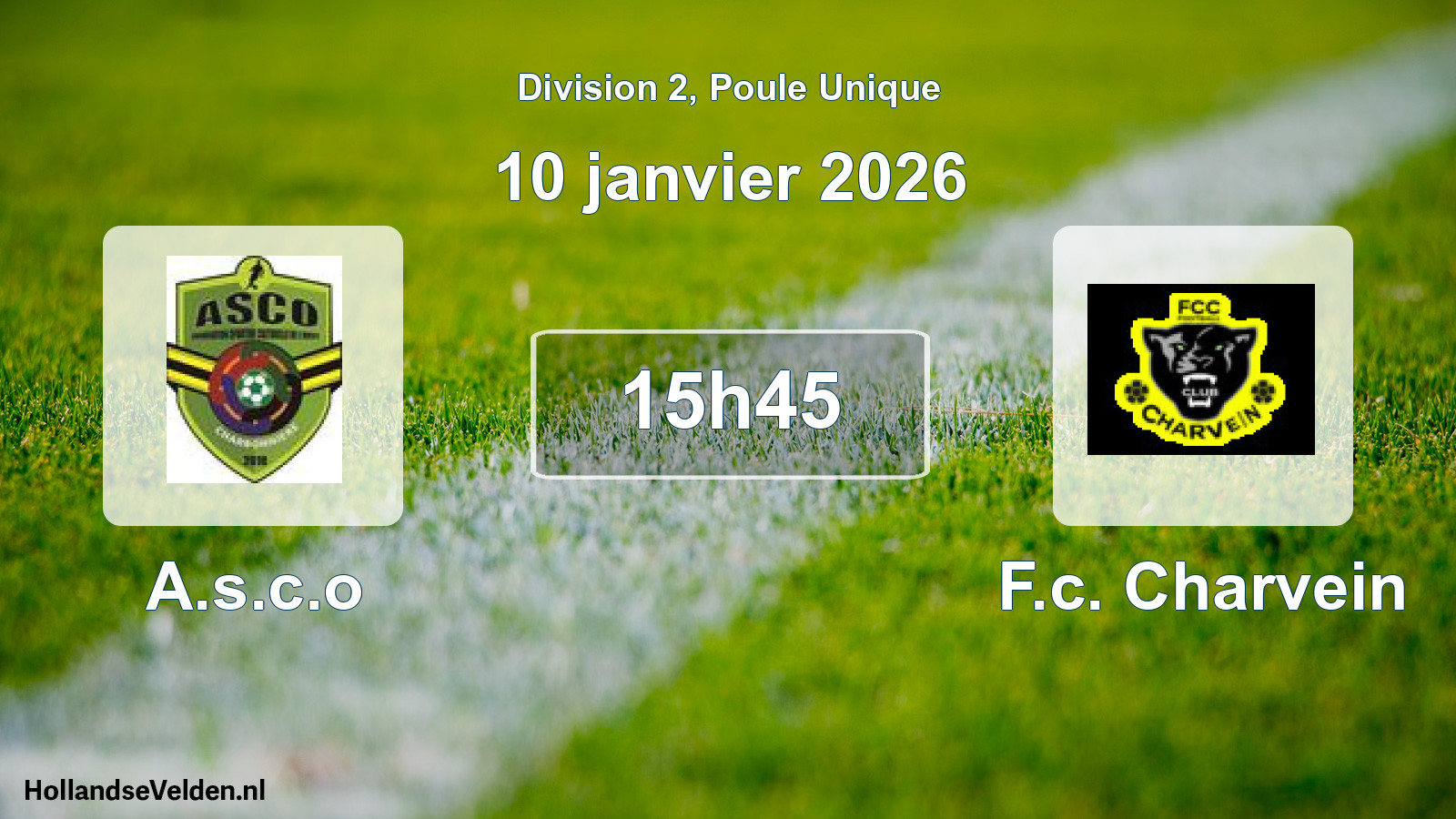 Match programmé: A.s.c.o - F.c. Charvein (10 janvier 2026)